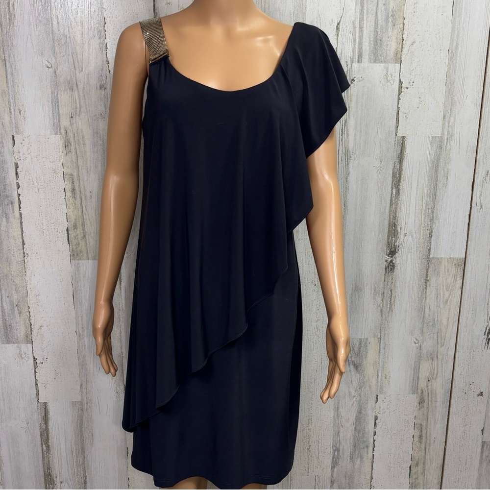Betsy & Adam‎ Embellished Draped One-Shoulder Dress